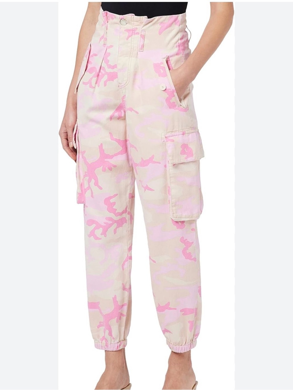 PINKO Fitness Cargo Bull Pants Women’s Pink Camouflage High Waisted Size 2